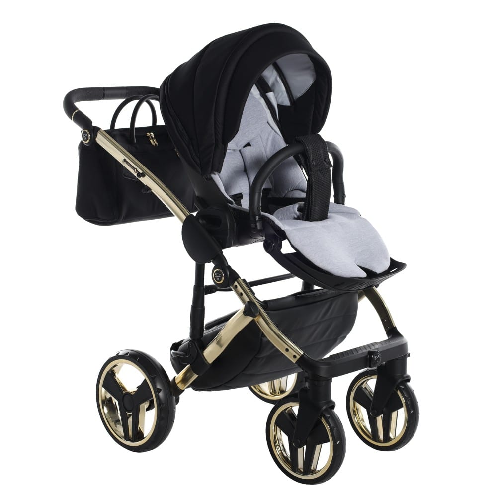 Carucior 2 in 1 Junama Diamond Mirror 02 Tex Black Gold - Image 7