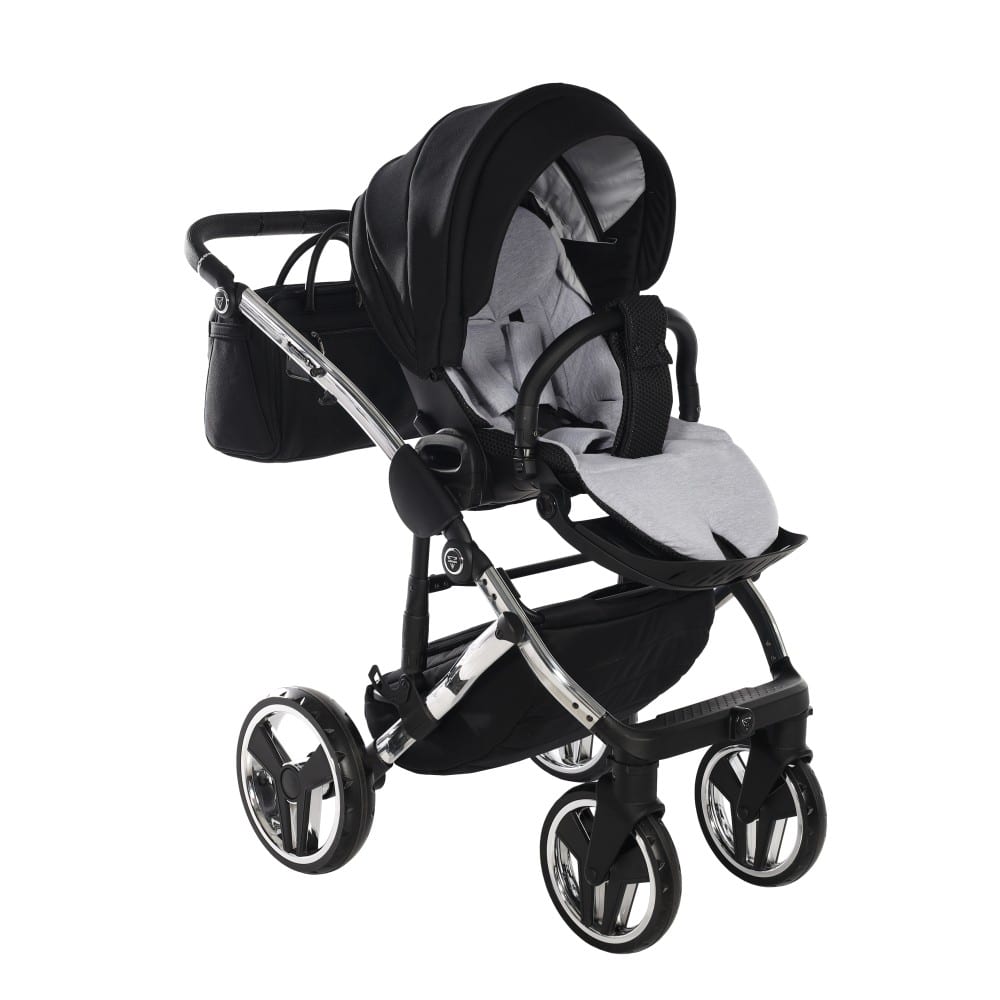 Carucior 2 in 1 Junama Diamond Mirror 03 Tex Black Silver - Image 7