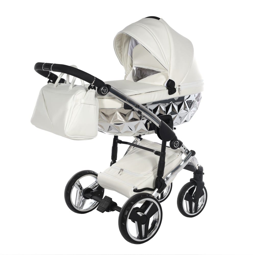 Carucior 2 in 1 Junama Diamond Mirror 15 Eco White Silver - Image 3