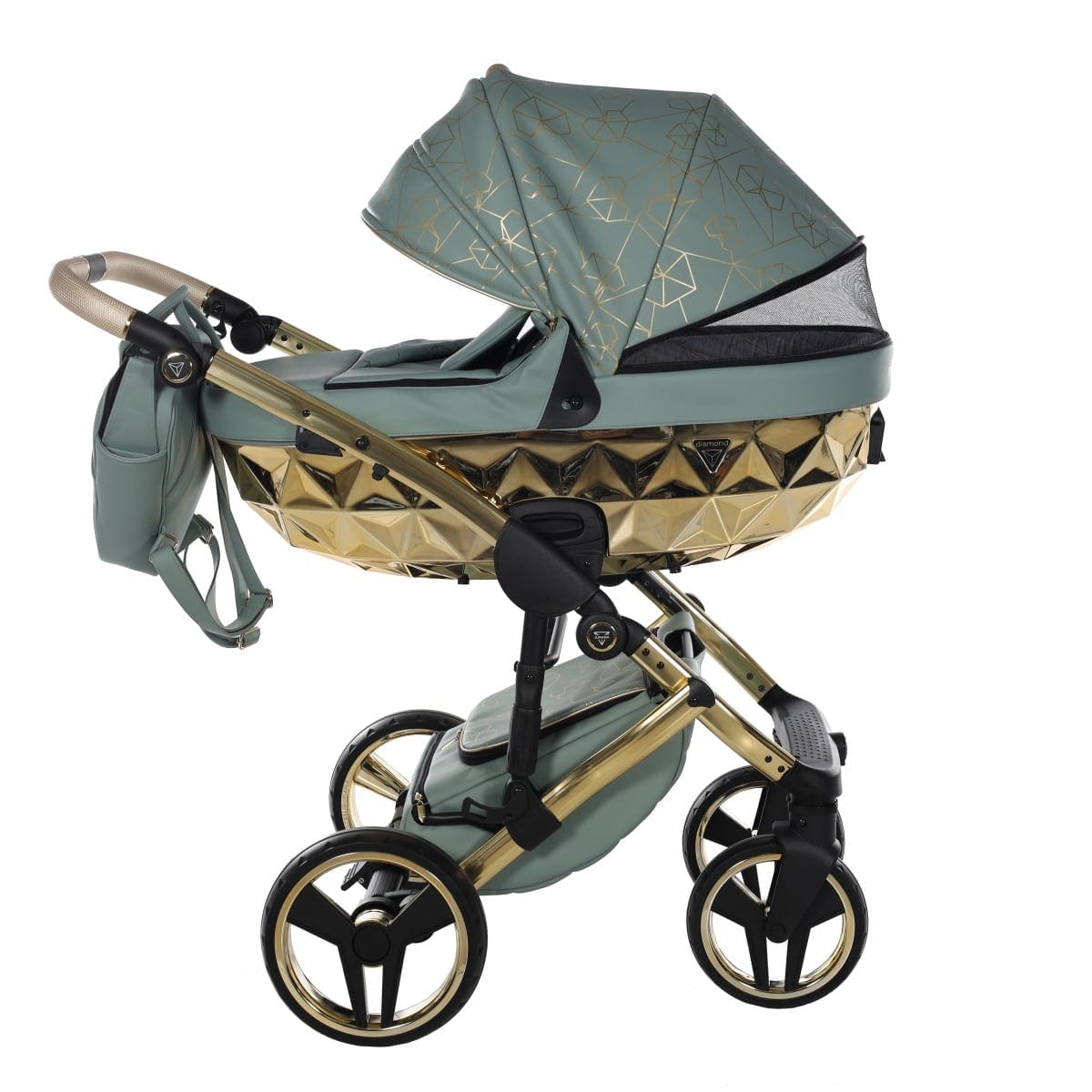 Carucior 2 in 1 Junama Diamond V2 Heart 03 Green Gold - Image 5