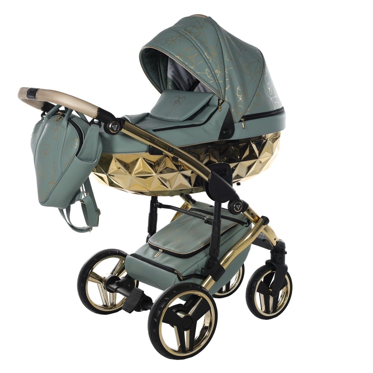 Carucior 2 in 1 Junama Diamond V2 Heart 03 Green Gold - Image 9