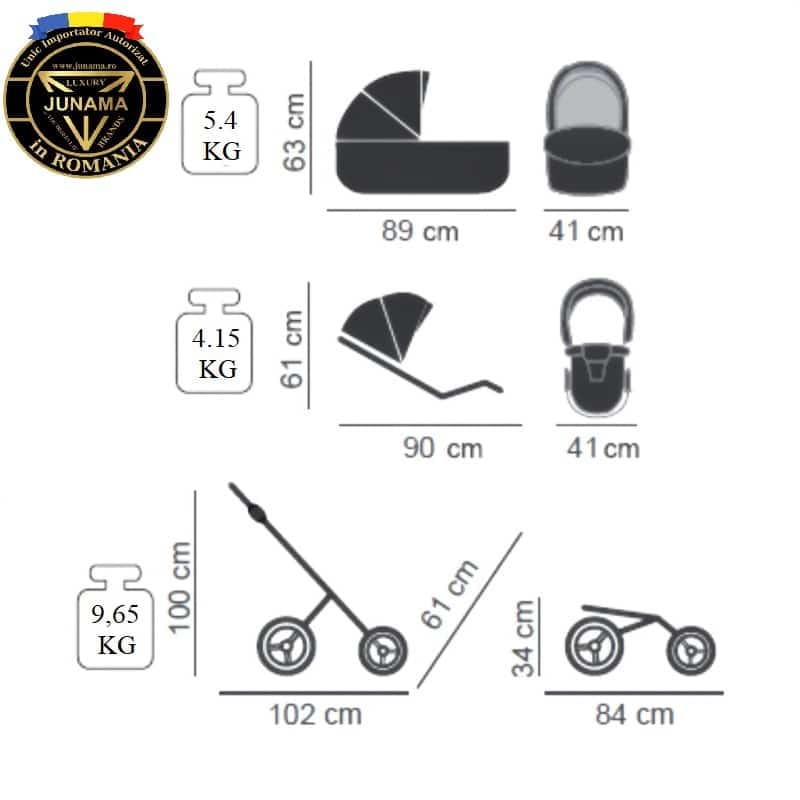 Carucior 2 in 1 Junama Diamond V2 Heart 02 Black Copper - Image 12