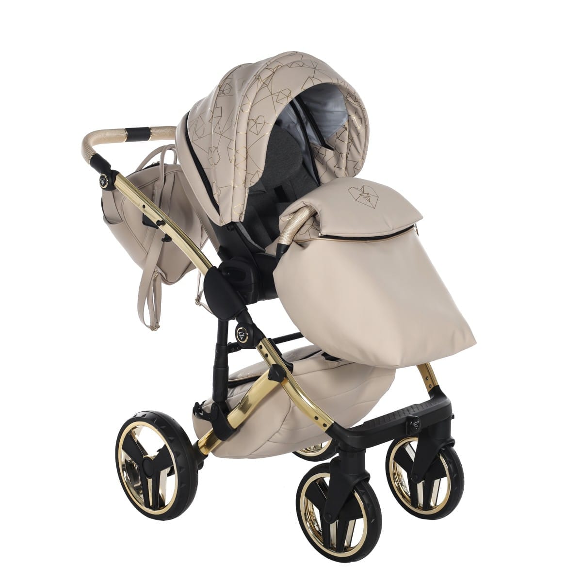 Carucior 2 in 1 Junama Diamond Heart Eco 07 Crem Gold - Image 11