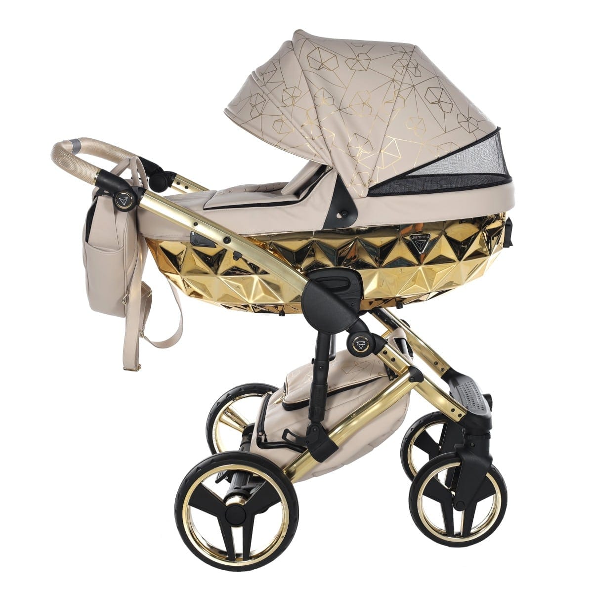 Carucior 2 in 1 Junama Diamond Heart Eco 07 Crem Gold - Image 6