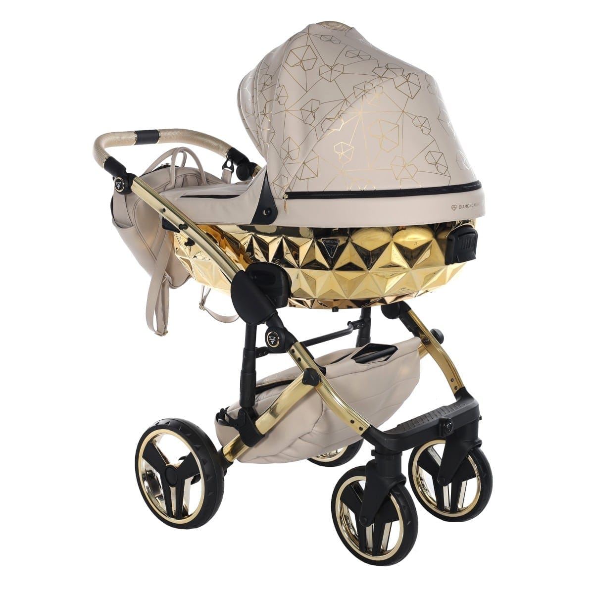 Carucior 2 in 1 Junama Diamond Heart Eco 07 Crem Gold - Image 4