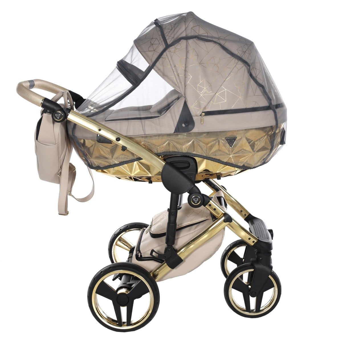 Carucior 2 in 1 Junama Diamond Heart Eco 07 Crem Gold - Image 9