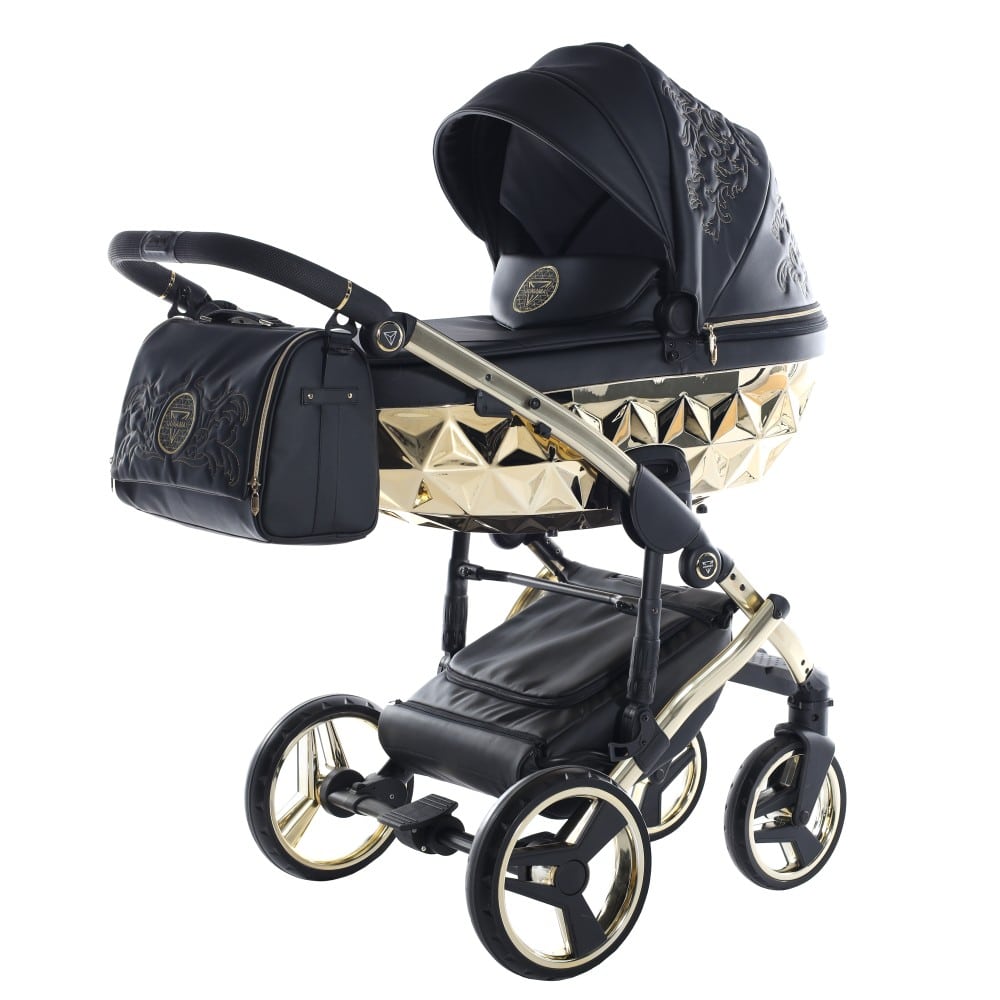 Carucior 2 in 1 Junama Diamond Enzo Gold 01 Black V3 - Image 2