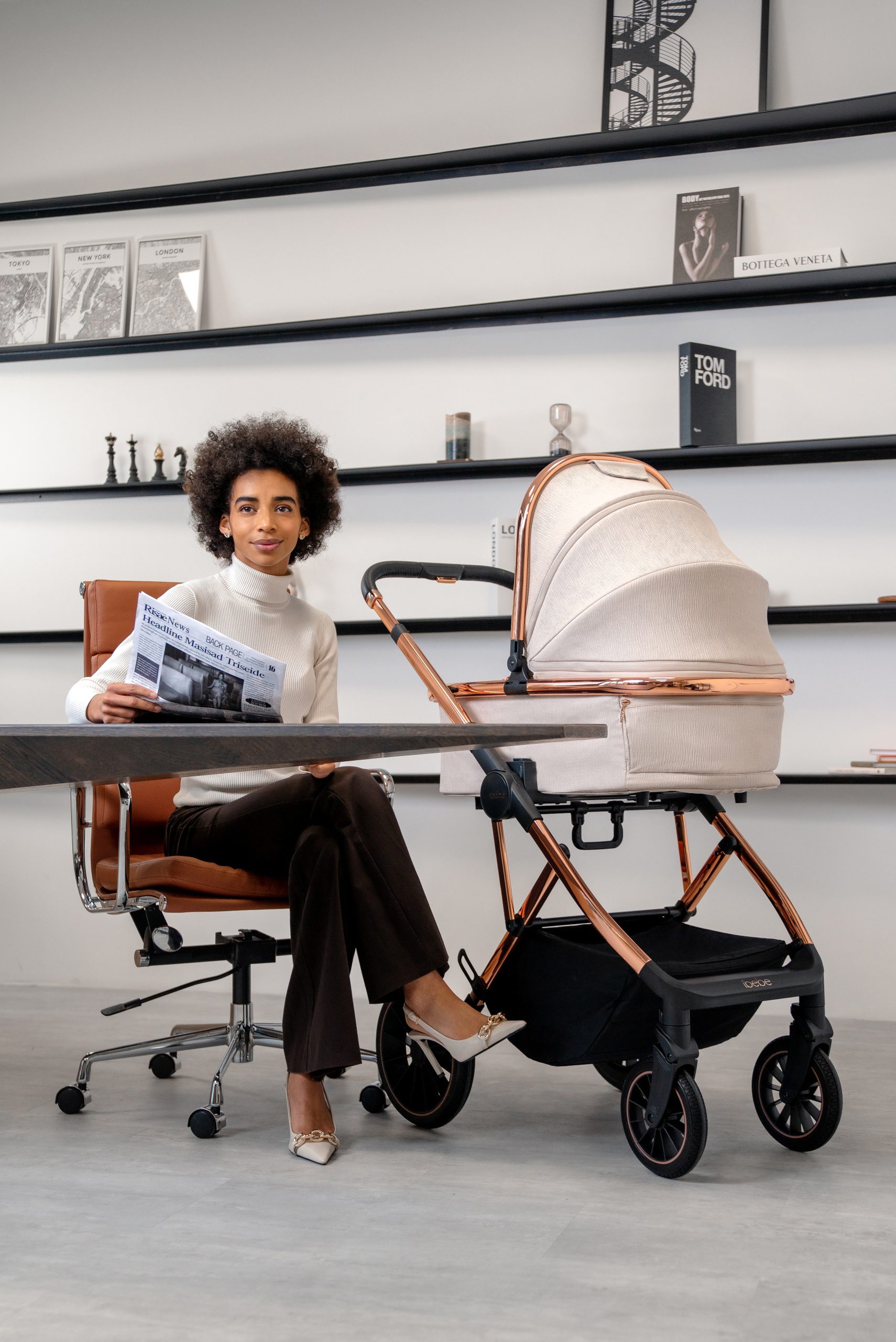 Carucior 2 in 1 iBebe Pro Beige - Image 6