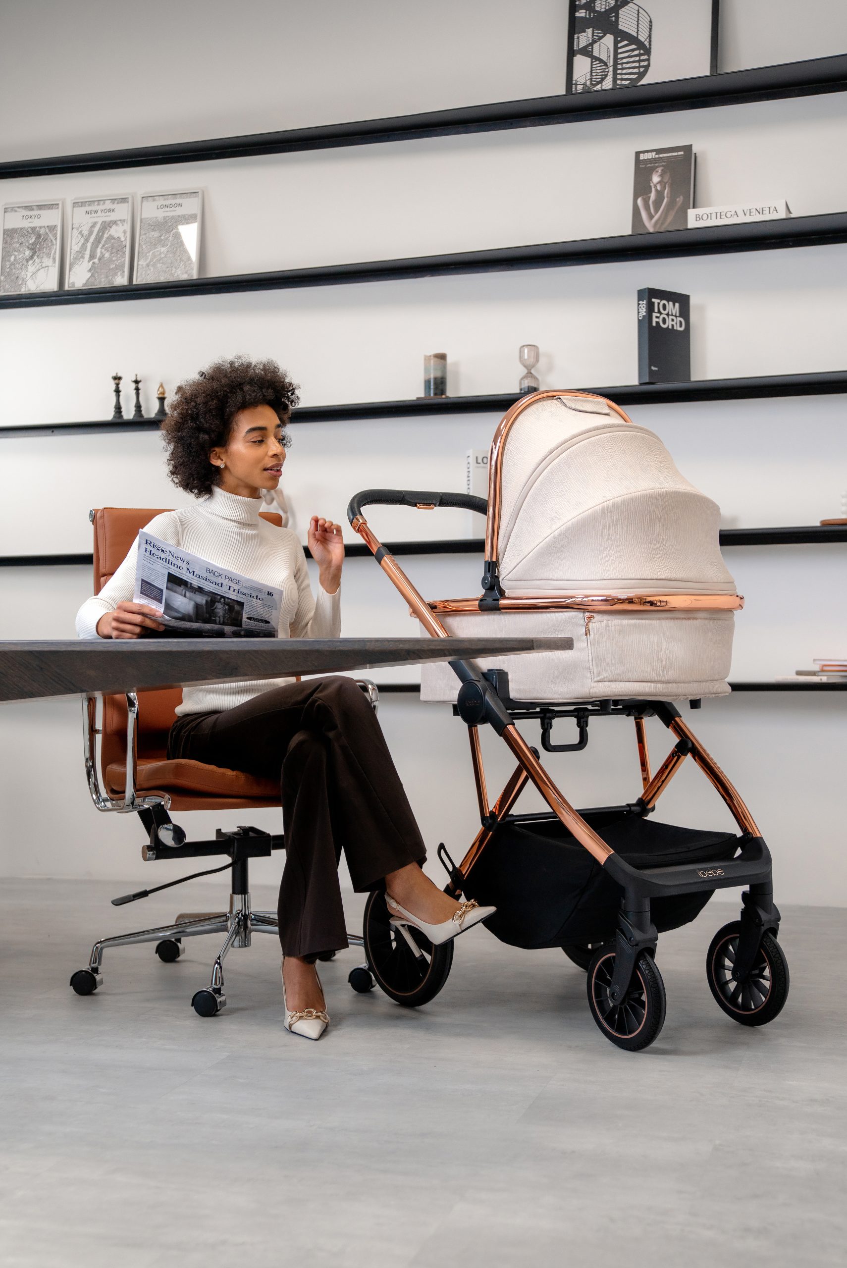 Carucior 2 in 1 iBebe Pro Beige - Image 7